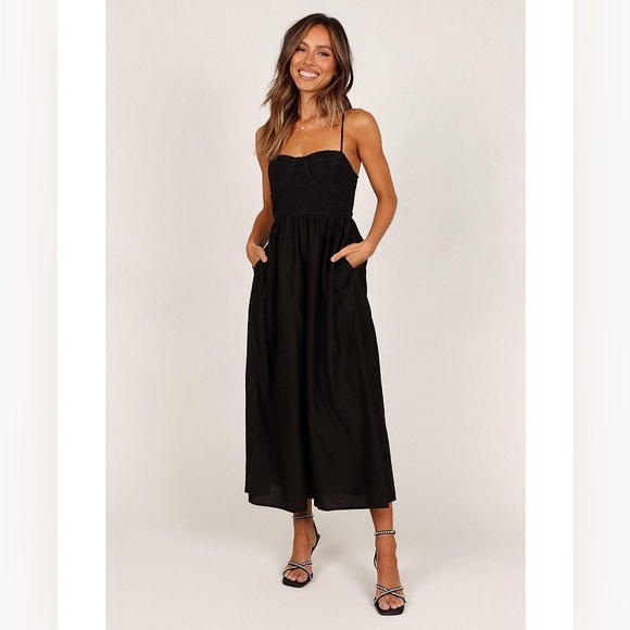 Petal & Pup Other - Petal & Pup Crescent Small Milsy Pleated Bodice Midi Dress- Black